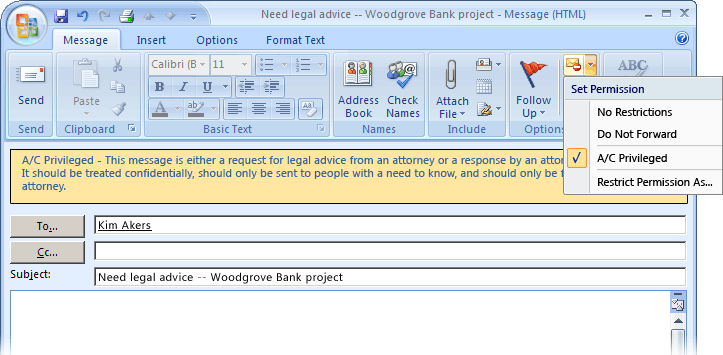 Selecting the Message Classification